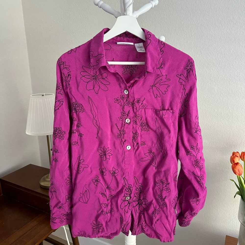 Alfred Dunner - vintage magenta embroidered button up shirt